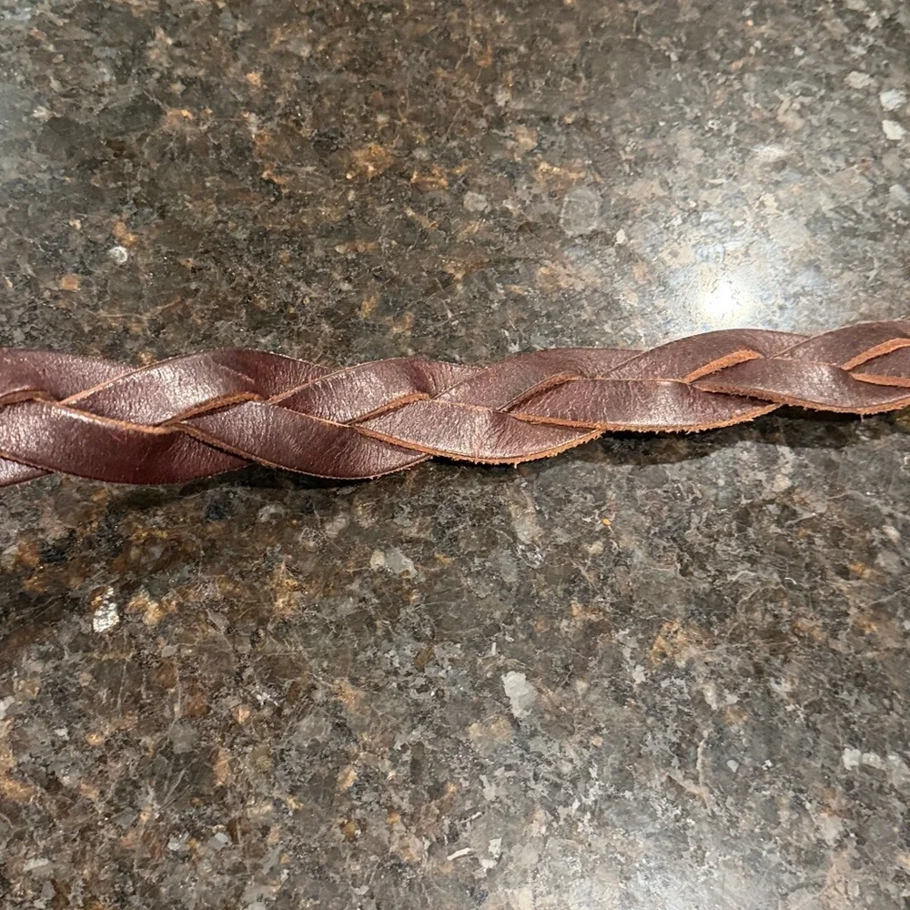 Fossil Brown Leather Belt Thick Braided